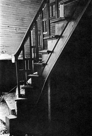 Massive handcarved newel post was once a feature of the staircase. As in most Victorian homes, the Master Bedroom was located close to the stairs on main floor.