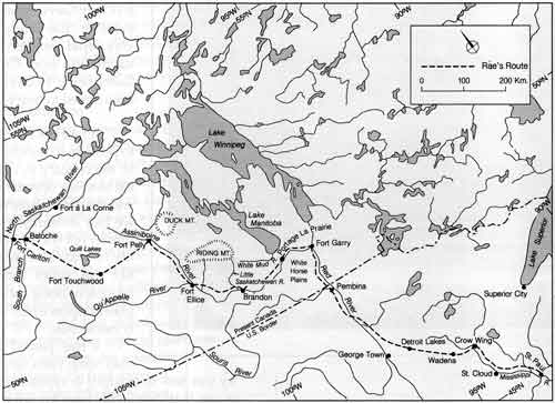 Dr. Rae&rsquo;s 1864 route from St. Paul to Fort Carleton via Fort Garry 