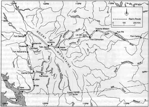 Dr. Rae&rsquo;s route, Fort Carleton to Victoria.