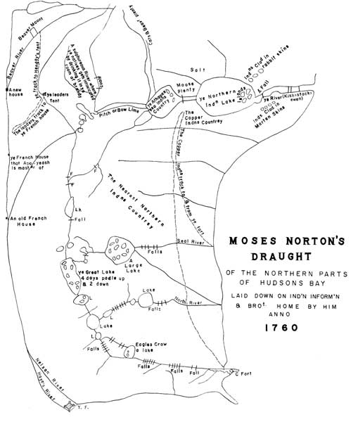 Moses Norton&rsquo;s map of the vicinity of Churchill, 1760 showing salt deposits among other natural resources of the area.