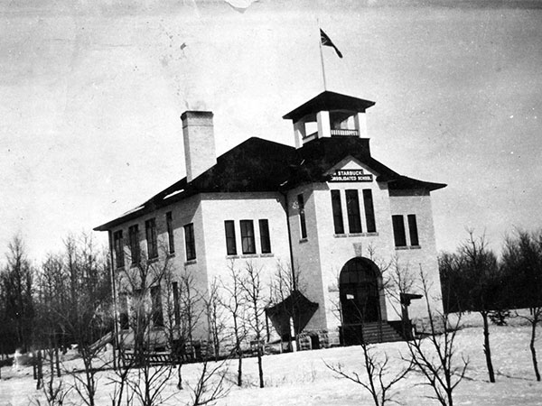 Alma mater. When Lillian Livingston graduated from Starbuck Consolidated School, principal Andrew Moore gave her this congratulatory postcard.