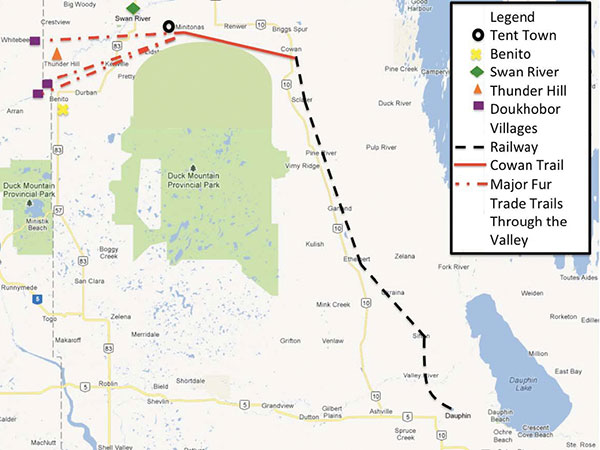 Map of Manitoba and the North West Territories, Spring 1899, showing points mentioned in the text.
