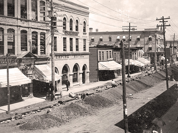 Underground pipes being installed along Brandon&rsquo;s Rosser Avenue, circa 1906, are shown by a photo in the McGuinness collection.