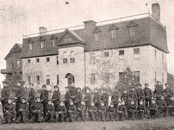 Cadet Corps of the St. Paul&rsquo;s Indian Industrial School near Winnipeg, circa 1900 