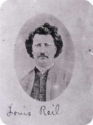 Louis Riel, circa 1873 (note misspelling of his surname)