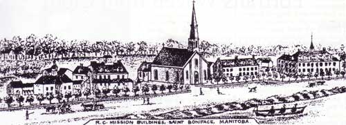 View of St. Boniface Mission, 1869.