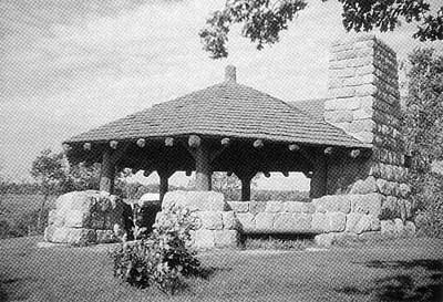 Picnic shelter at the International Peace Garden, 1972.