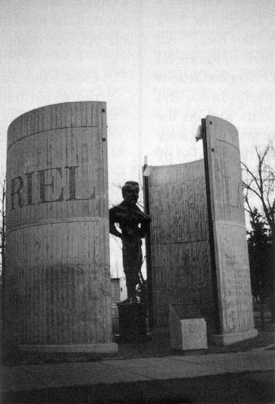 The controversial statue of Riel by Marcien Lemay and Etienne Gaboury unveiled in December of 1971.
Originally located at the Manitoba Legislature, the statue was moved to the College Universitaire de St. Boniface in 1995.