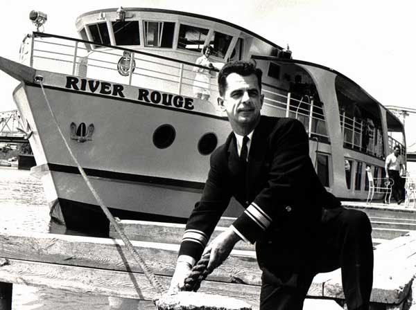 Captain Ritchie tying up the River Rouge, 1967.