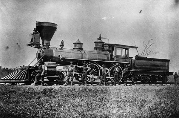 The Crew of Locomotive #2 “Joseph Whitehead”, strike a pose, circa 1877.