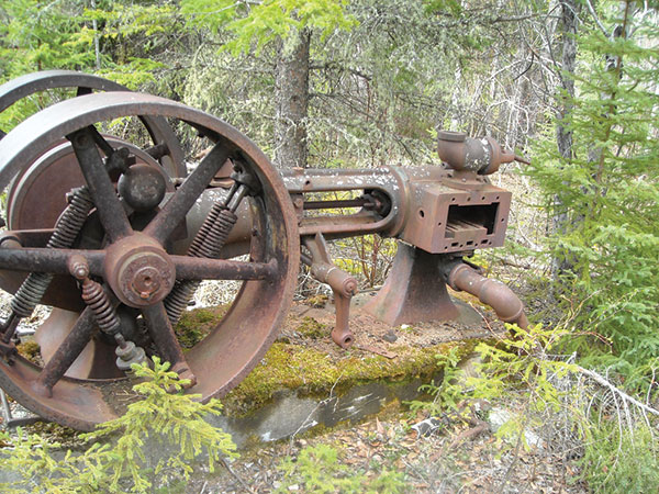 Remains of a boiler at the Moosehorn mine site, 2009