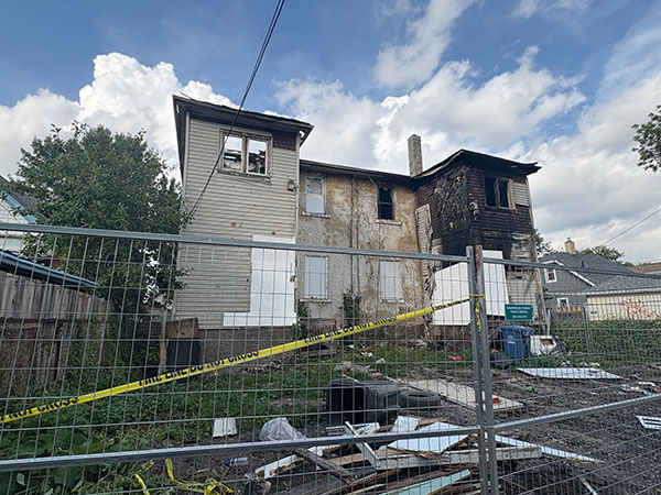 Rear of the Abramovitch Duplex after a fire