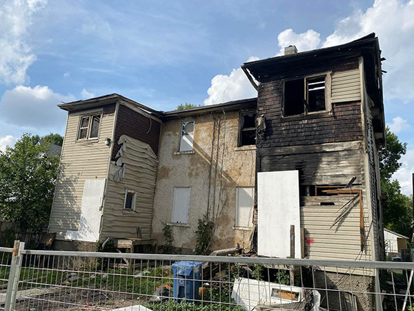 Rear of the Abramovitch Duplex after a fire