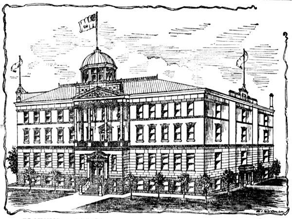 Architectural drawing of the Manitoba Agricultural College