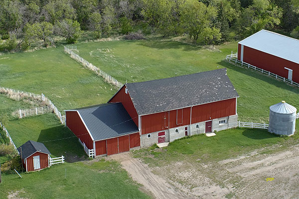 Aerial view of the Alexander Barn