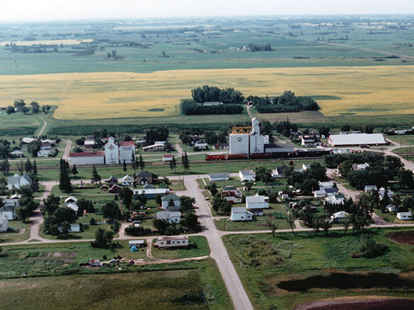 Aerial view of the Paterson grain elevator at Alexander