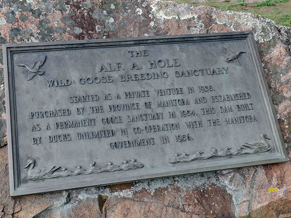 Commemorative plaque at Alfred Hole Goose Sanctuary