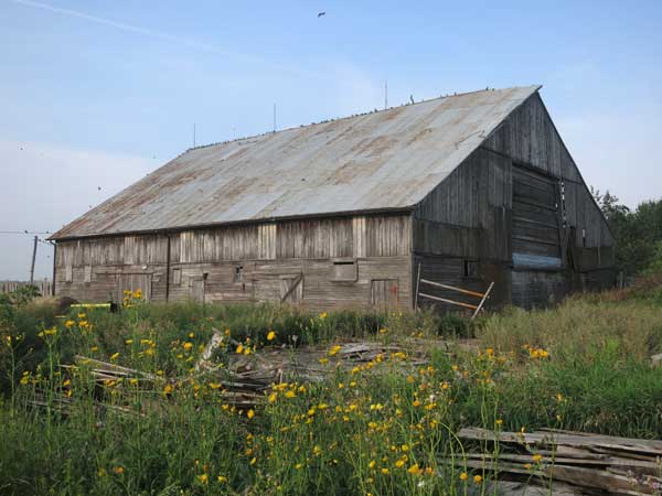Wooden barn building at the Armstrong Farm