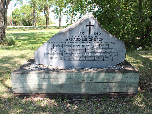 Burial monument in the Arnaud Mennonite Cemetery