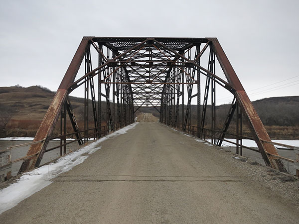 Steel through truss bridge over the Assiniboine River