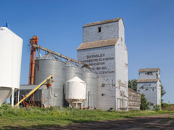 Barnsley grain elevators with the United Grain Growers elevator on the right