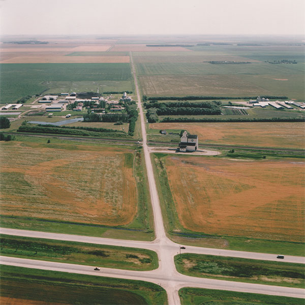 Aerial view of the former Manitoba Pool grain elevator at Benard