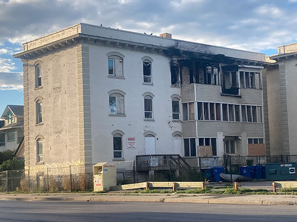 Bieldy Apartments after a fire
