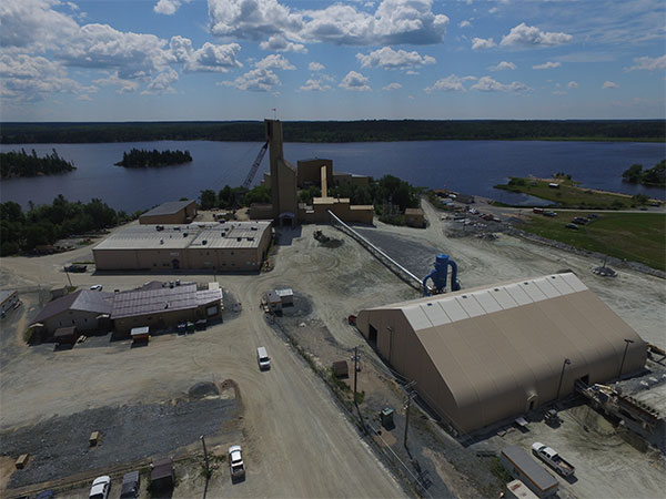 Aerial view of the gold mine at Bissett