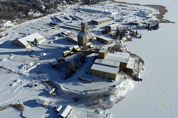 Aerial view of the gold mine at Bissett