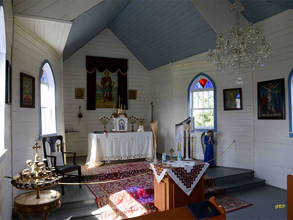 Interior of St. Demetrius Ukrainian Catholic Church at the Arborg & District Multicultural Heritage Village