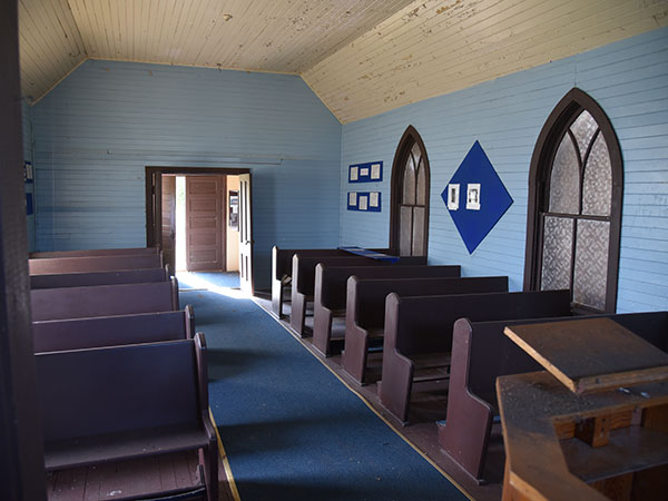 Interior of St. James Anglican Church at Bluff Creek