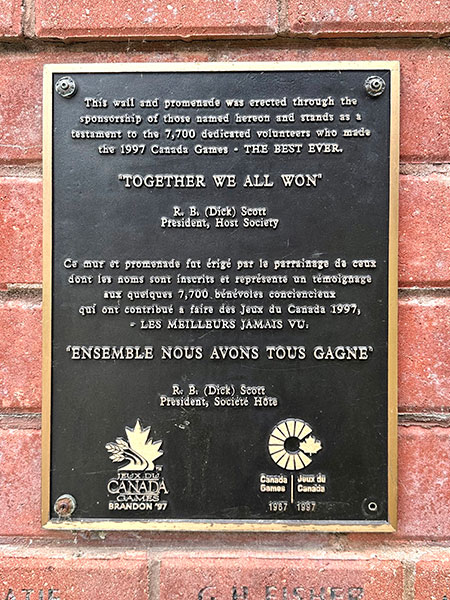 Plaque on the 1997 Canada Games commemorative wall