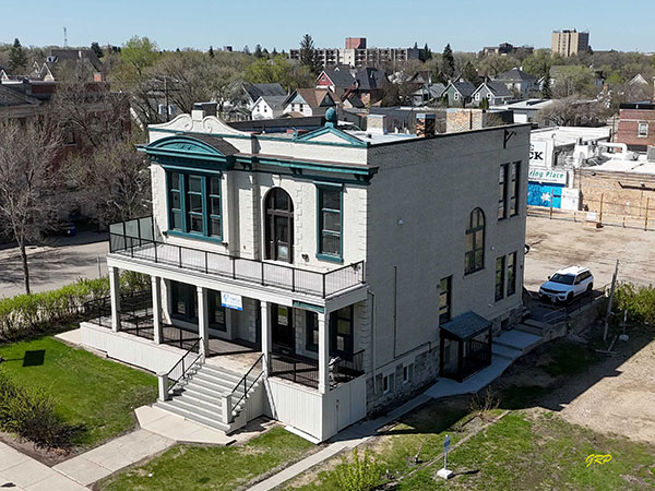 Aerial view of the former Brandon Club building