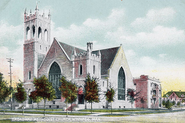 Postcard view of Broadway Methodist Church