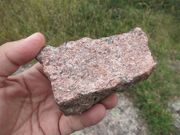 Sample of red granite from the Brookeville quarry