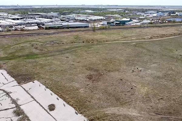 Aerial view of the former Brooklands Speedway