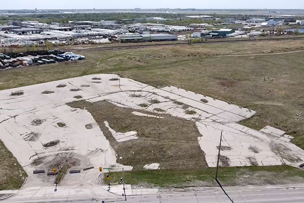 Aerial view of the former Brooklands Speedway