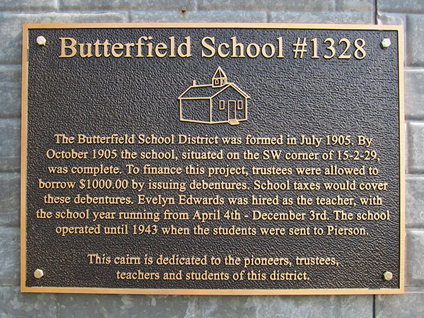Butterfield School commemorative plaque