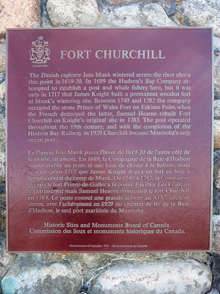 Fort Churchill plaque on commemorative cairn at Cape Merry