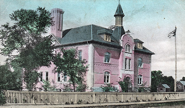 Postcard view of Carman School