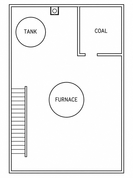 Architectural plan for the basement of the Carr House