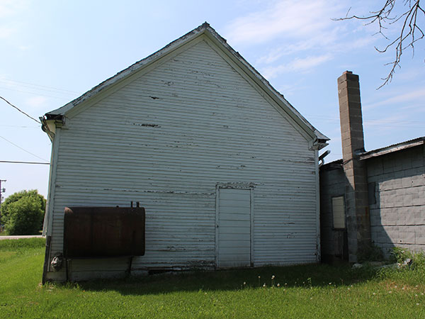 Rear of the former Cavendish School building at Fraserwood, about N50.64018, W97.20743