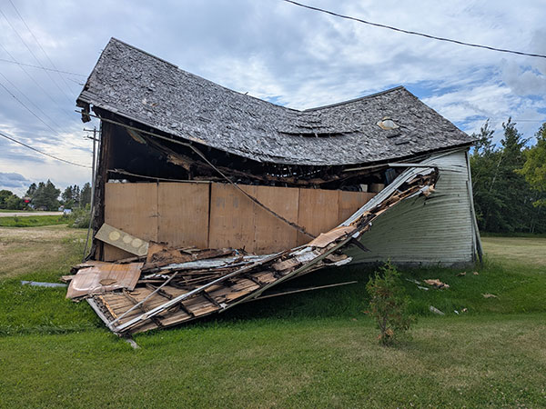 Rear of the former Cavendish School building at Fraserwood, about N50.64018, W97.20743