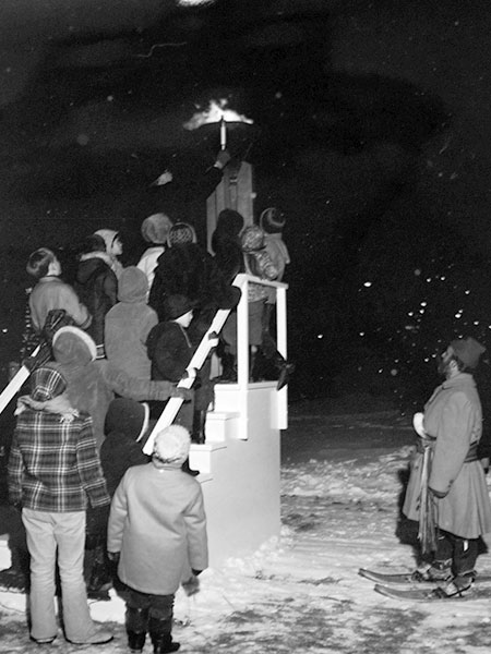 The lighting of the Centennial Torch