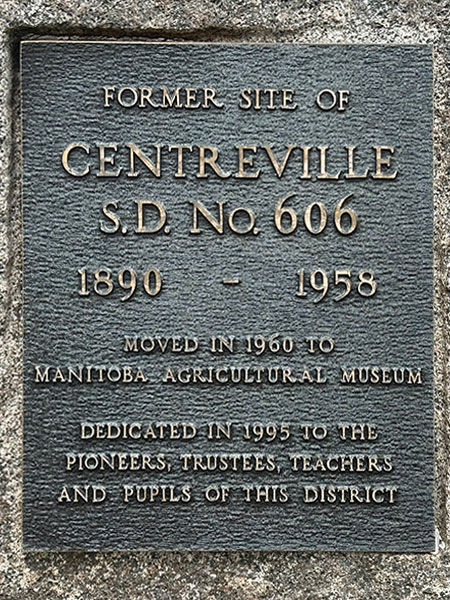 Plaque on the Centreville School commemorative monument