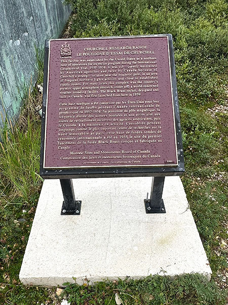 Commemorative plaque at the Churchill Rocket Range