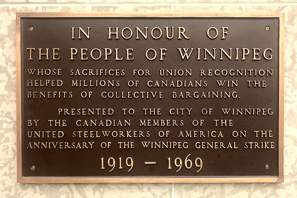 Winnipeg General Strike, 50th Anniversary Plaque
