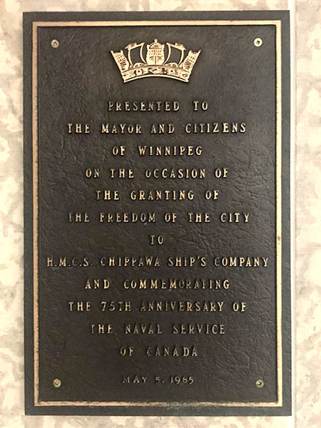 HMCS Chippawa “Freedom of the City” Plaque