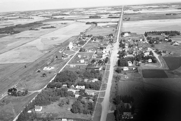 Aerial view of grain elevators at Clanwilliam