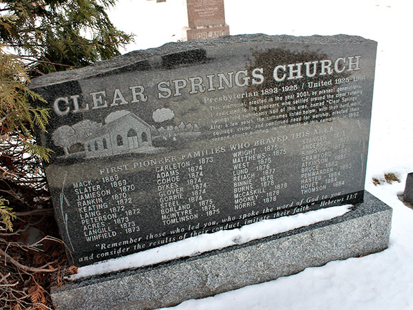 Church commemorative monument in Clearsprings Cemetery